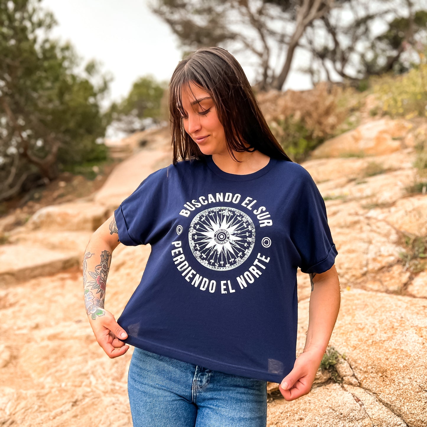 CAMISETA OVERSIZE VIENTOS MARINO - CHICA