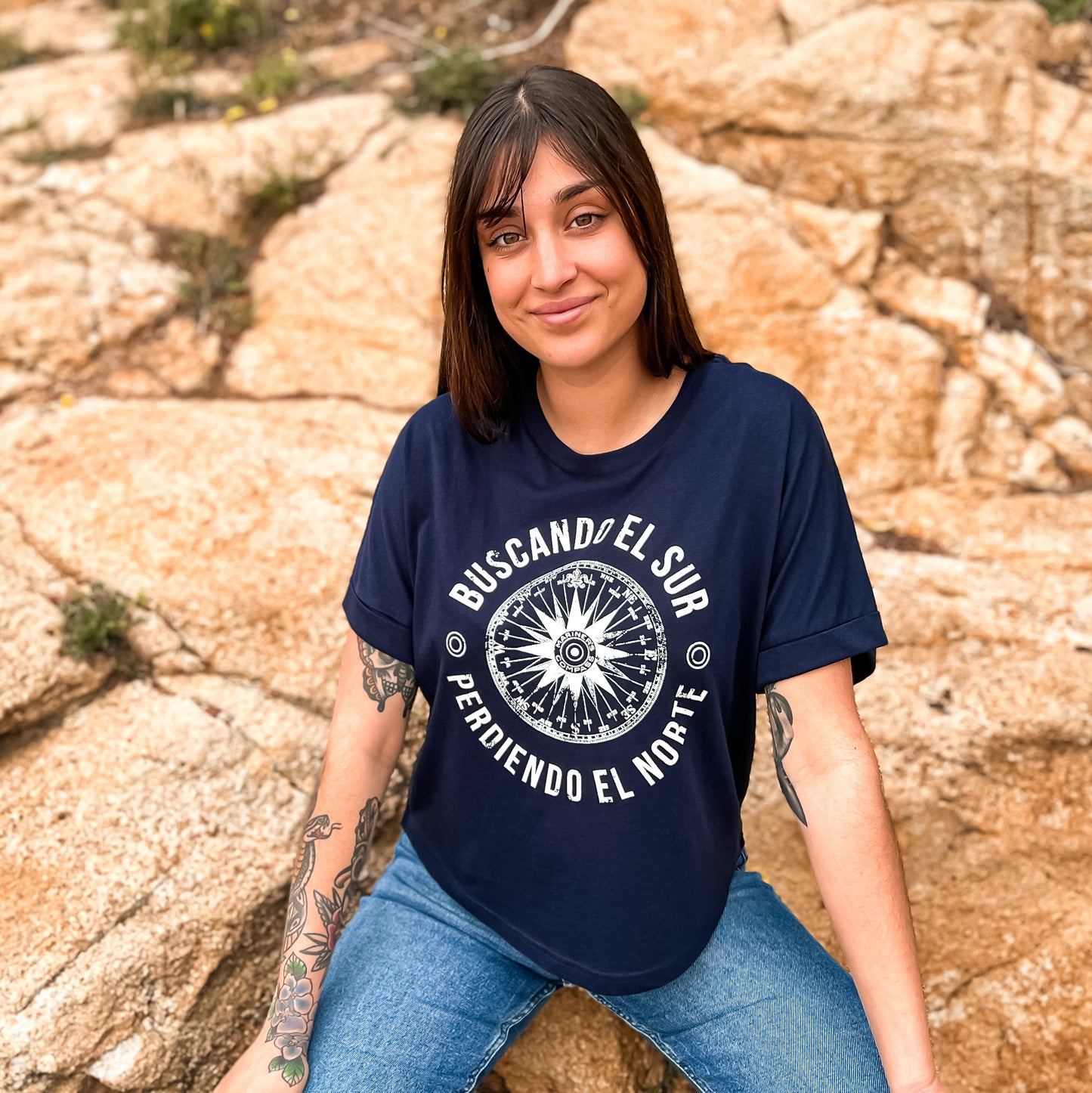 CAMISETA OVERSIZE VIENTOS MARINO - CHICA